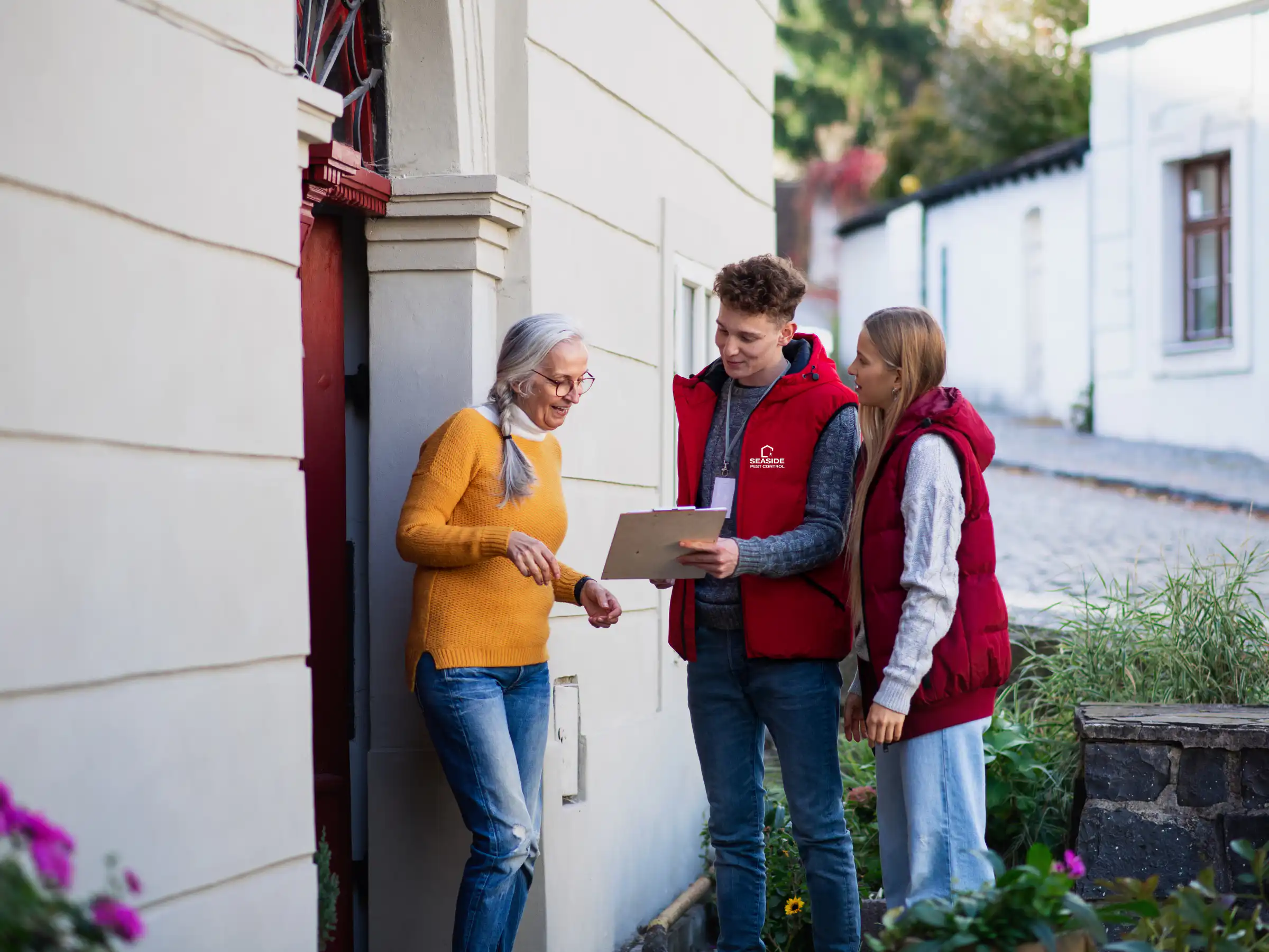 Seaside Pest Control technician inspecting a residential property